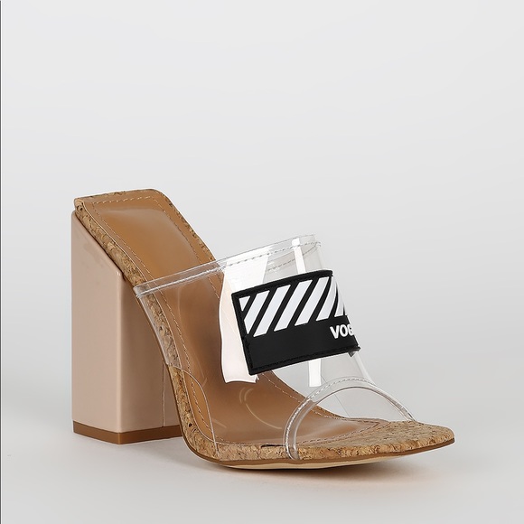 🆕❗️Clear Nude Cork Slip On Chunky Block Heel 🆕❗️ - Picture 7 of 8